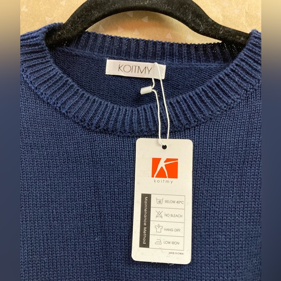 koitmy Women's Cute Contrast Sleeve Knitted Pullover Sweater - Picture 2 of 6